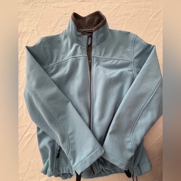 Lands' End Jackets & Blazers - Lands End Women’s Full Zip Mock Neck Zipper Pocket Fleece Windcheck Jacket L